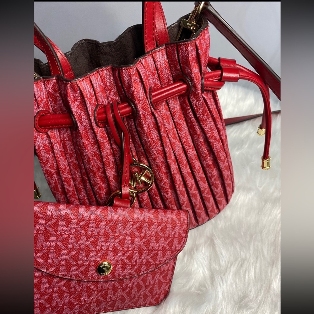 Michael Kors Red Pleated Shoulder Bag